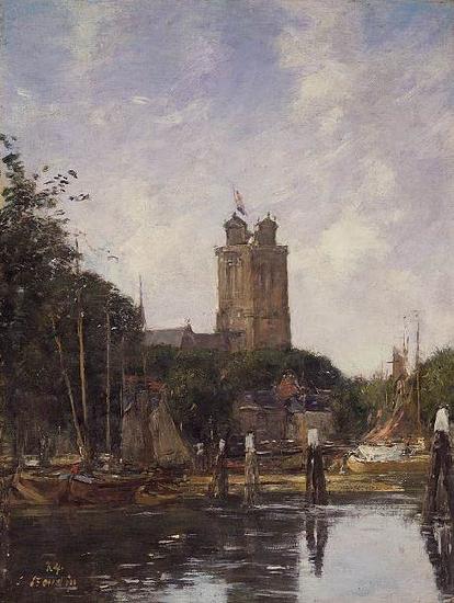 Eugene Boudin Dordrecht, the Grote Kerk from the Canal oil painting picture